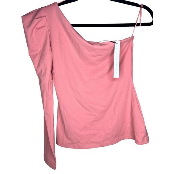 NEW Susana Monaco Pleated One Arm Long Sleeve Top Lotus Small - Picture 5 of 10